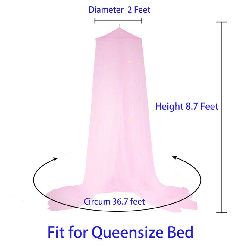 BCBYou Baby, Kids & Adult Mosquito Net Canopy with Glow in Dark Stars, for Crib, Kids, Girls or Full Size Bed (Pink) - Image 5